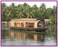 Straw houseboat in India