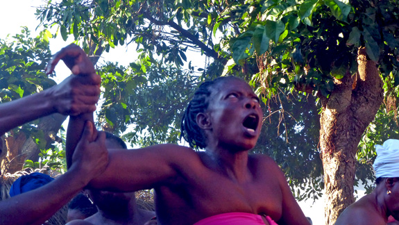 The Drummers preparing for the Voodoo service.